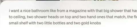 Natural-language prompt describing the desired bathroom