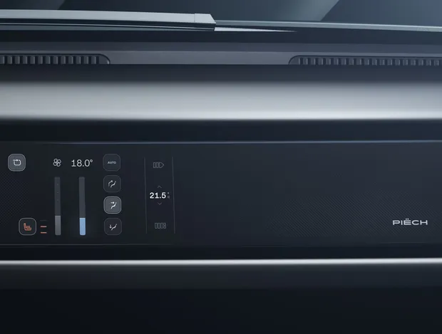 Digital Fabric rendered on the passenger panel, next to the climate controls