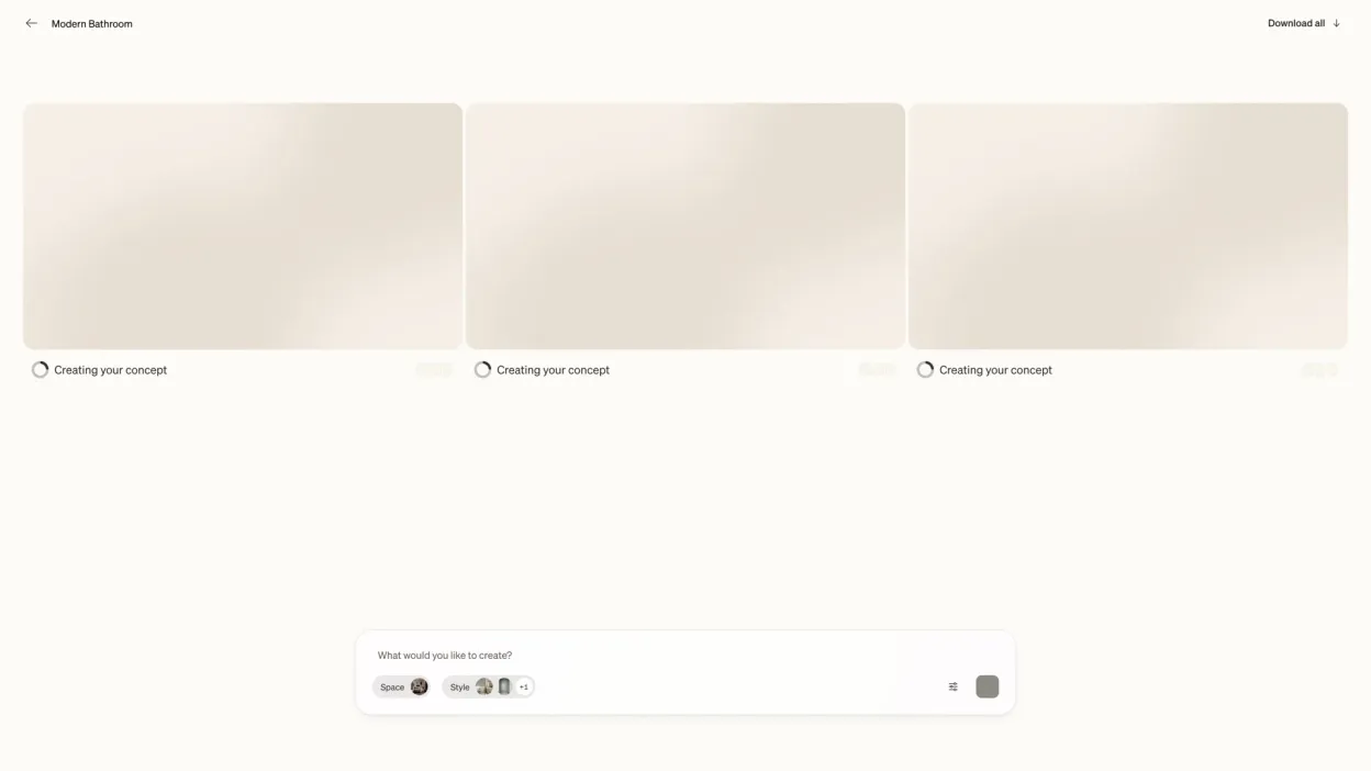 Three concepts being generated simultaneously